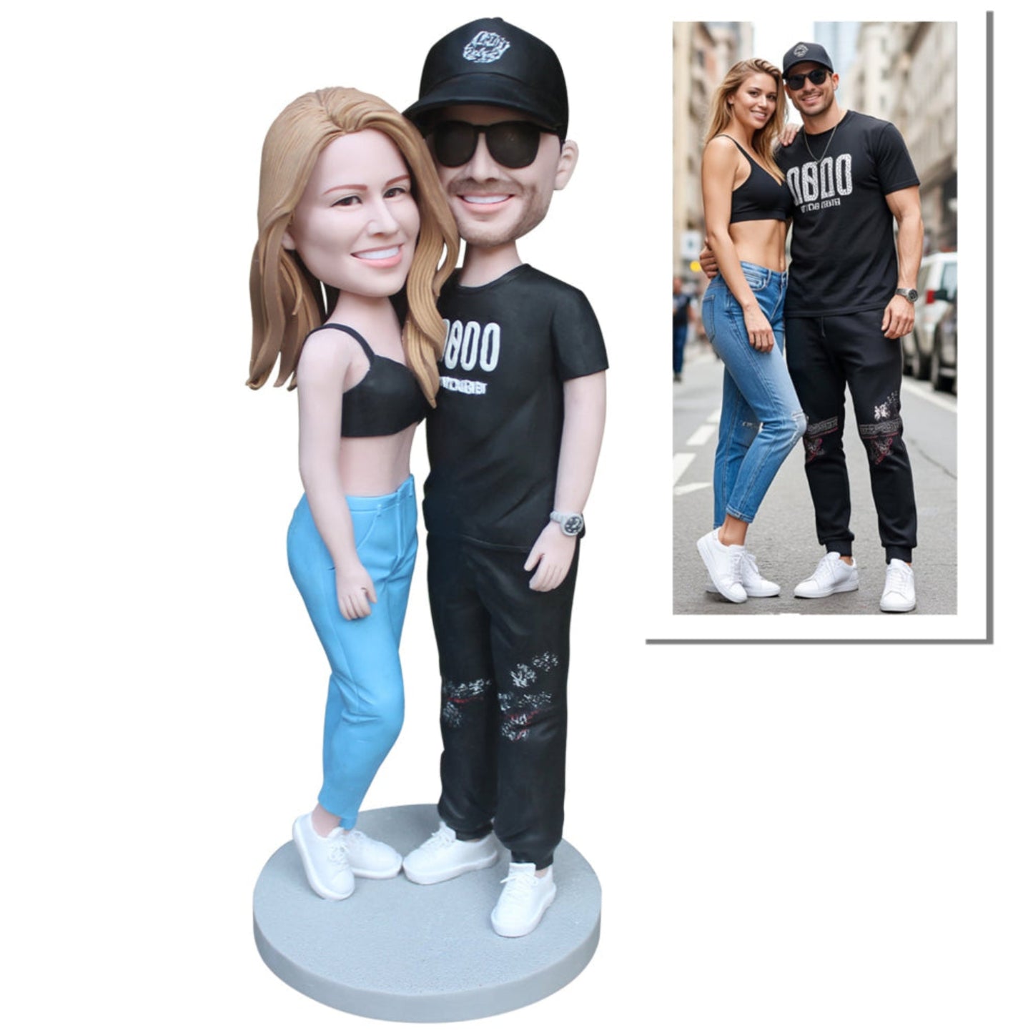 Fully customizable couples' memorial gift bobbleheads figurine