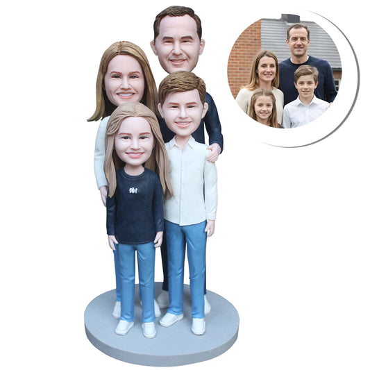Fully customizable family of four bobblehead dolls (Multi-person customization)