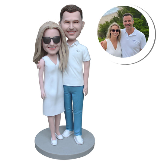 Fully customizable couples' memorial gift bobblehead figurine
