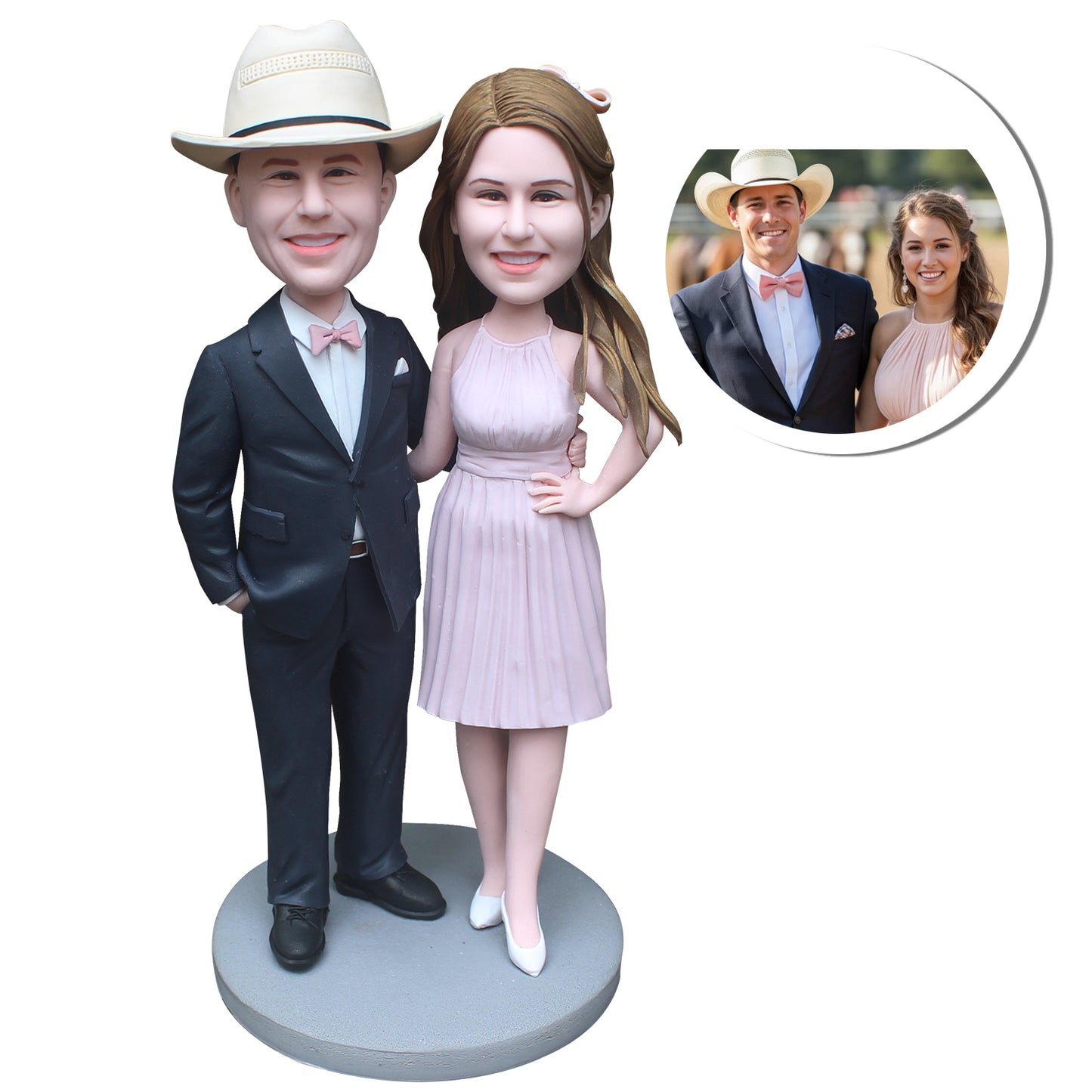 Handmade custom bobblehead dolls, couple dolls with hats