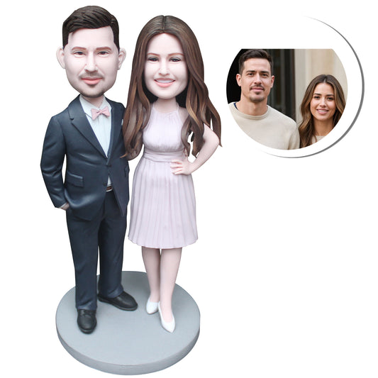 Custom-made bobblehead dolls, handmade Valentine's Day gifts for couples.