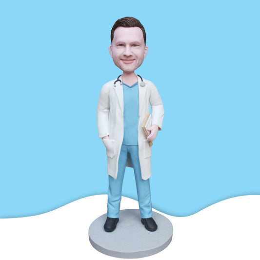 Fully customizable male doctor bobblehead