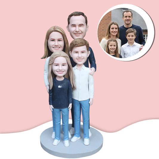 Fully customizable family of four bobblehead dolls (Multi-person customization)