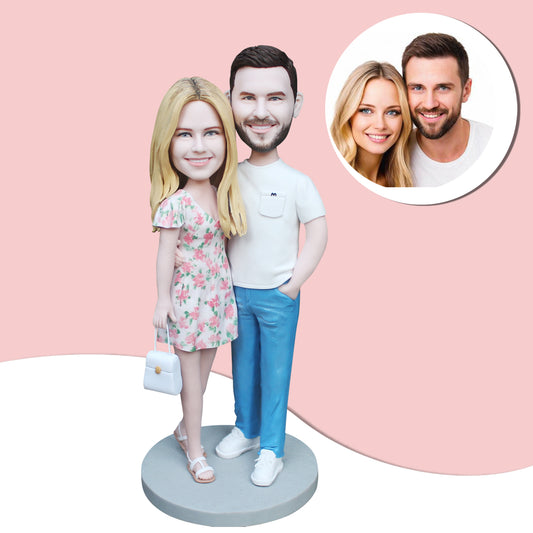 Fully customizable Valentine's Day couple bobbleheads - figurines