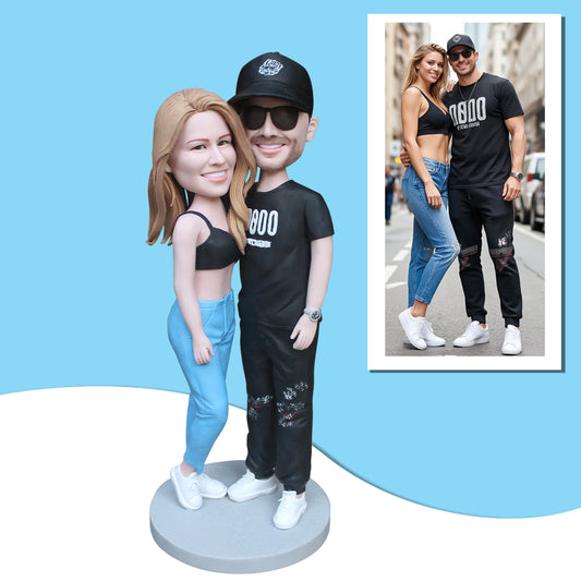 Fully customizable couples' memorial gift bobbleheads figurine